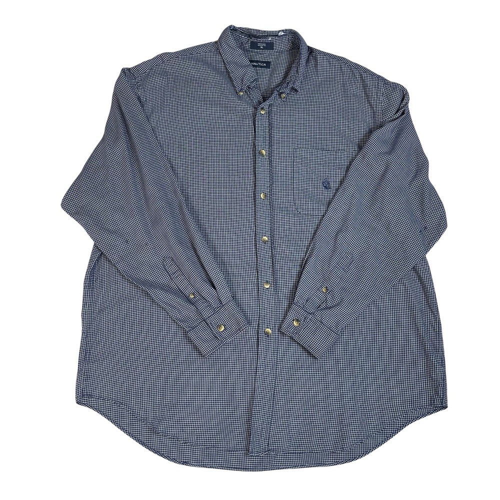 Nautica Mens Button Down Shirt Gingham Check Long Sleeve Casual Workwear XL